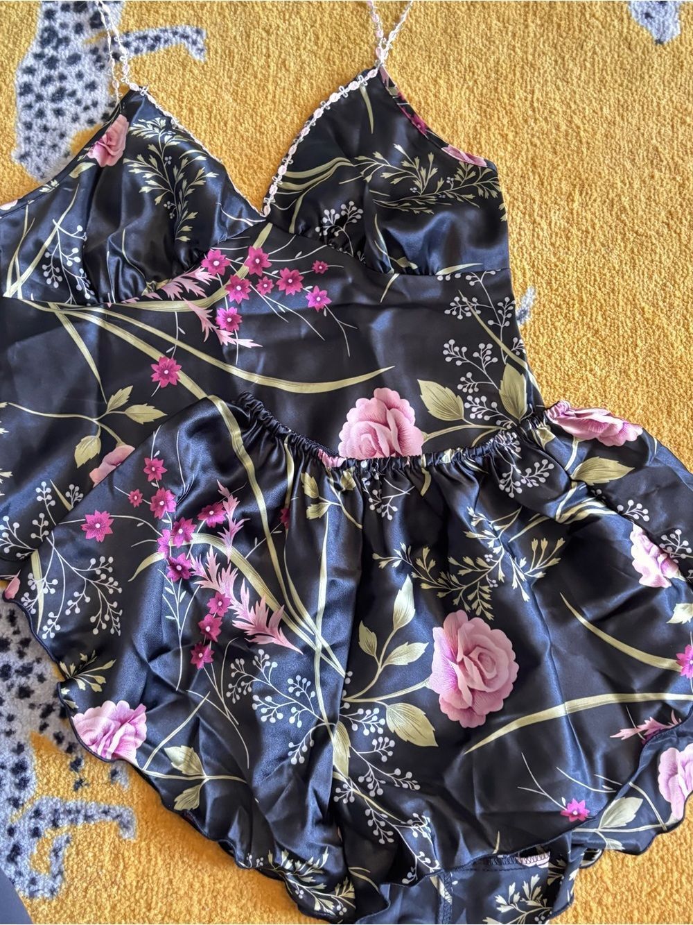 Vintage Colesce Couture Lingerie 2 Piece floral Set Sz M